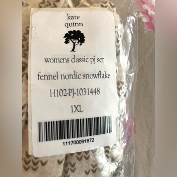 Kate Quinn Fennel Nordic Snowflake PJ Set, Organic Cotton, XL, New w/tags in Bag - Picture 3 of 6